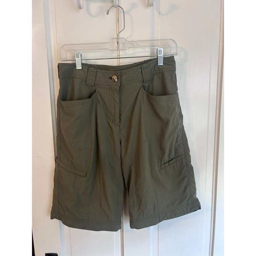 ExOfficio Insect Shield Hiking Shorts Womens 6 Olive Green Cargo Outdoor Travel